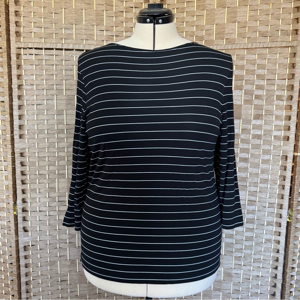 Liz Claiborne Liz & Co black & white stripe top XL
